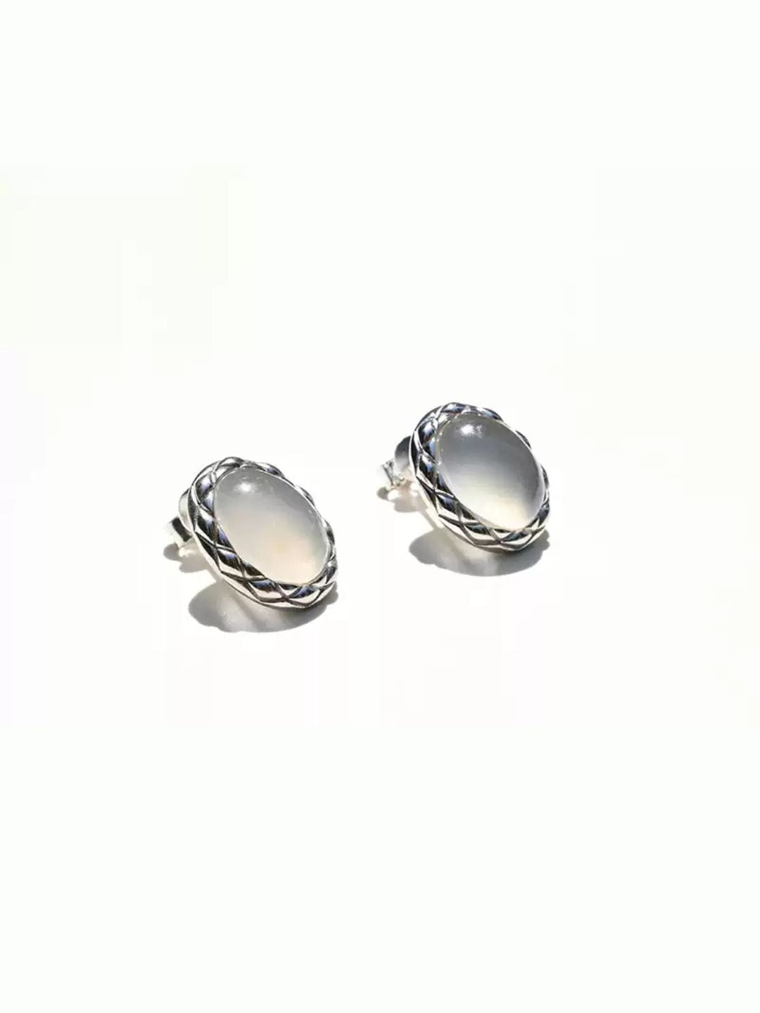 Woven Edge Gem Stud Earrings-Earrings-SoulAdorne