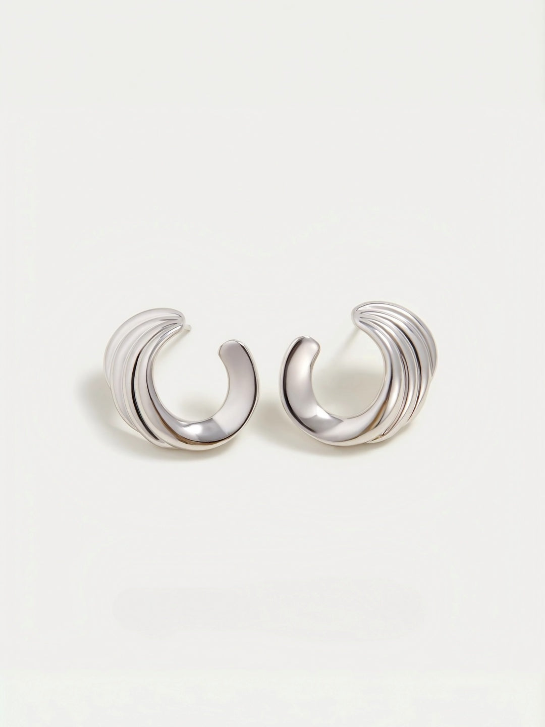 Sculptural Curve Hoop Earring-Earrings-SoulAdorne