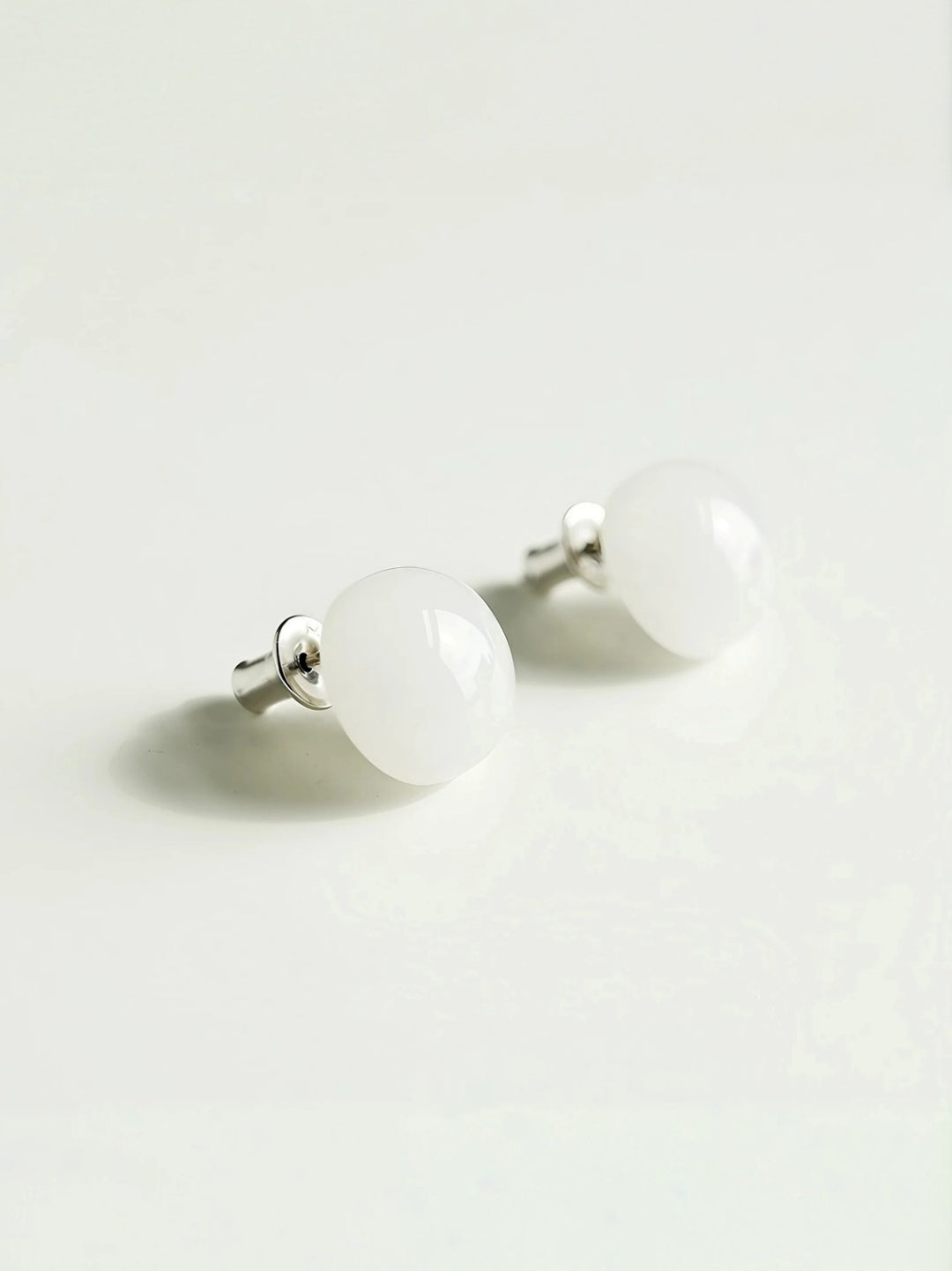 Agate Sphere Stud Earrings-Earrings-SoulAdorne