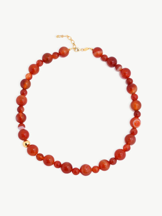 Bold Red Bead Necklace-Necklaces-SoulAdorne