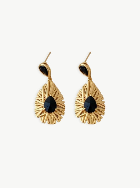 Black Agate Oval Drops-Earrings-SoulAdorne