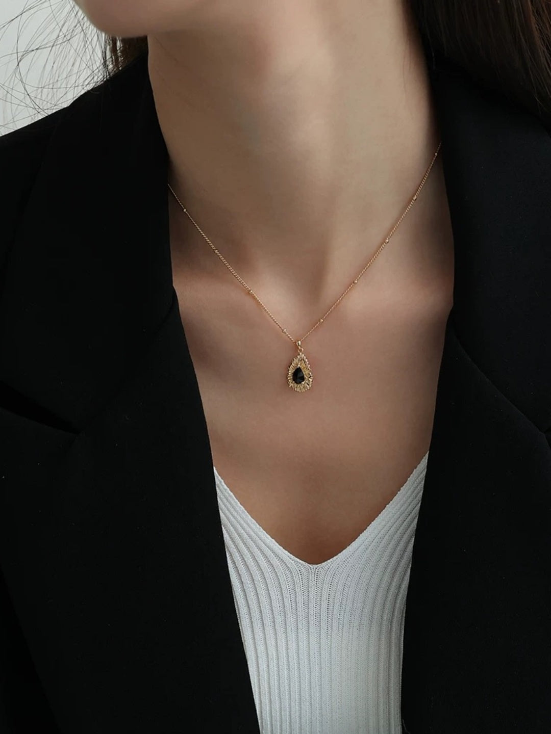 Black Agate Oval Necklace