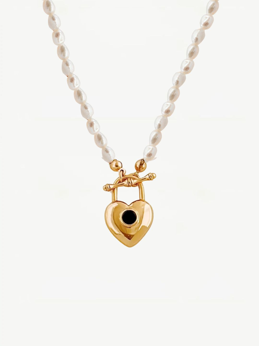 Heart Charm Pearl Necklace-Necklaces-SoulAdorne