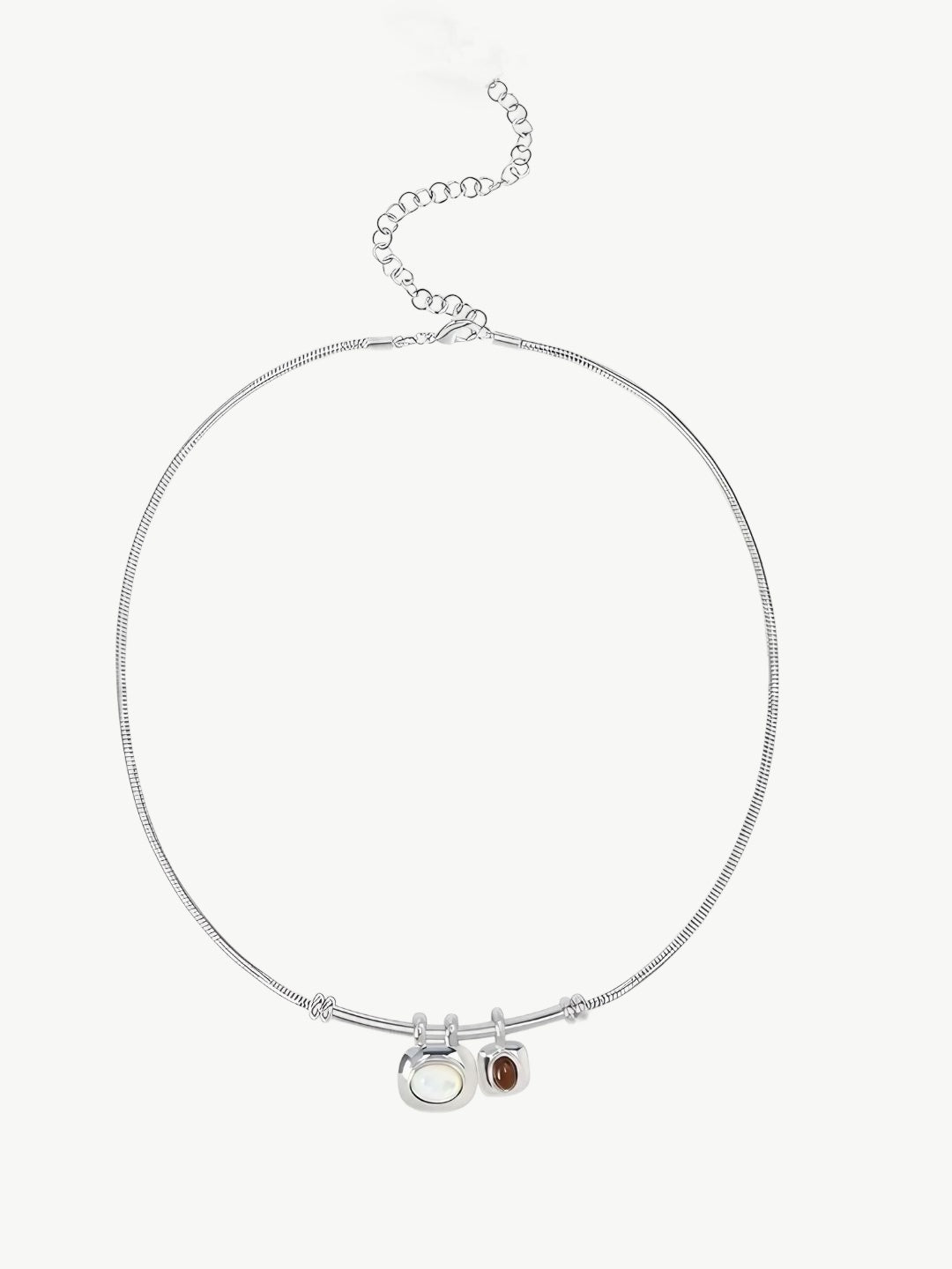 Double Natural Stone Drop Necklace