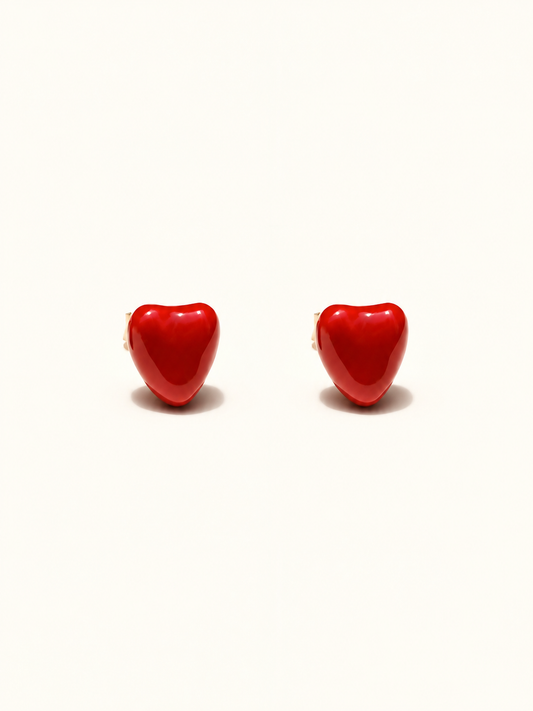 Enamel Heart Stud Earrings