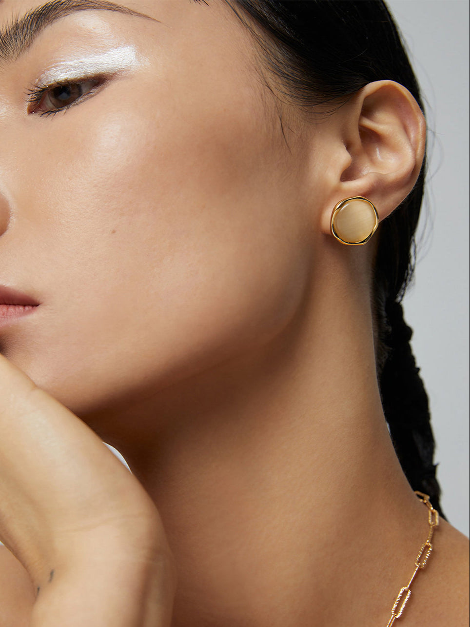 Golden Aura Disc Studs-Earrings-SoulAdorne