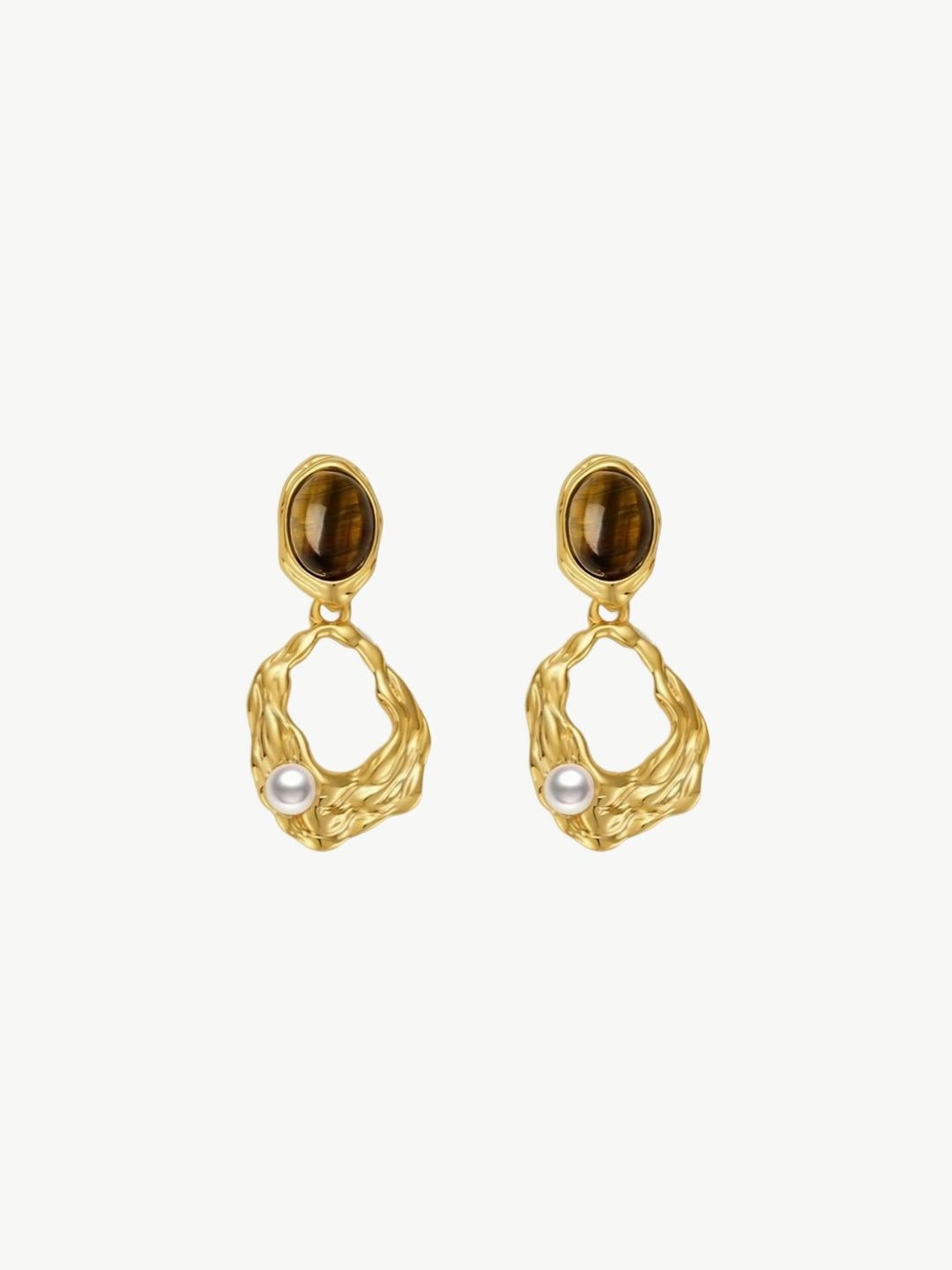 Golden Swirl Tiger's Eye Earrings-Earrings-SoulAdorne