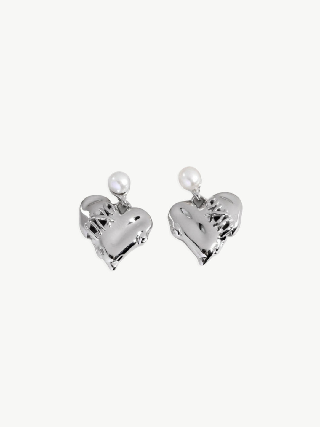 Heart Pearl Drop Earrings-Earrings-SoulAdorne