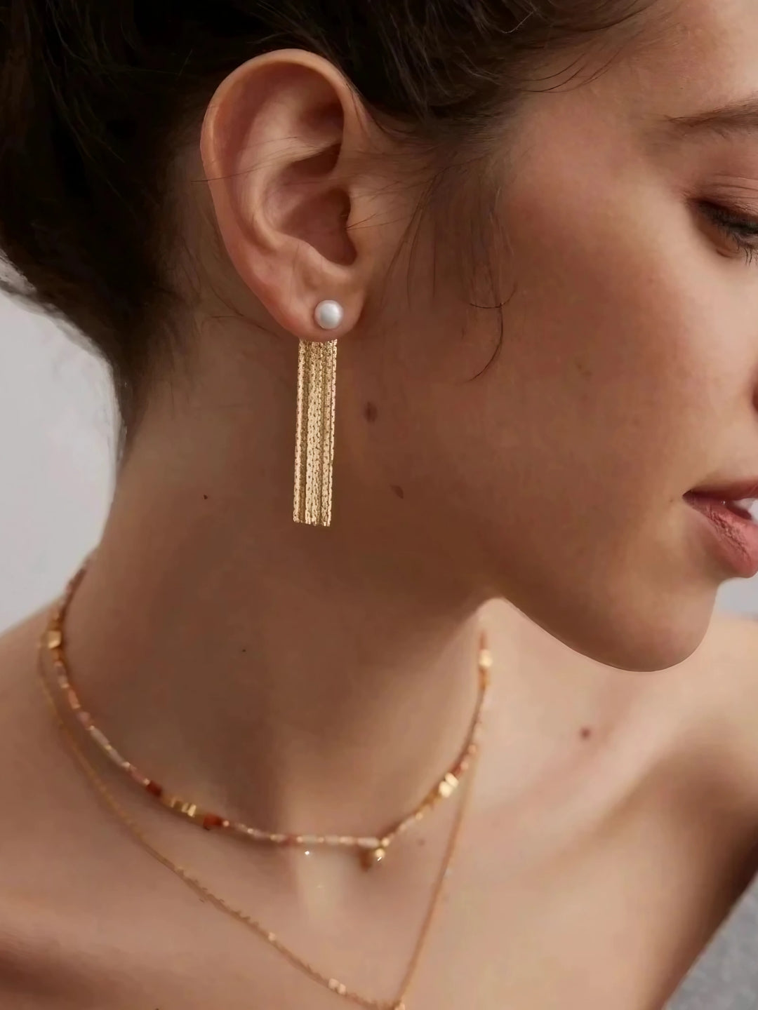 Pearl Tassel Gleam Earrings-Earrings-SoulAdorne