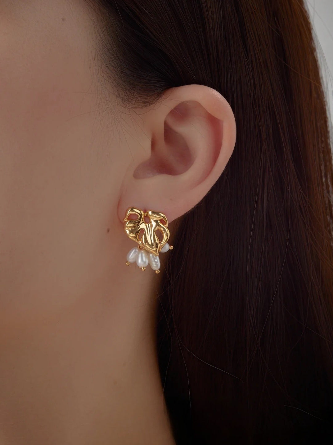 Lotus Floral Pearl Drops-Earrings-SoulAdorne