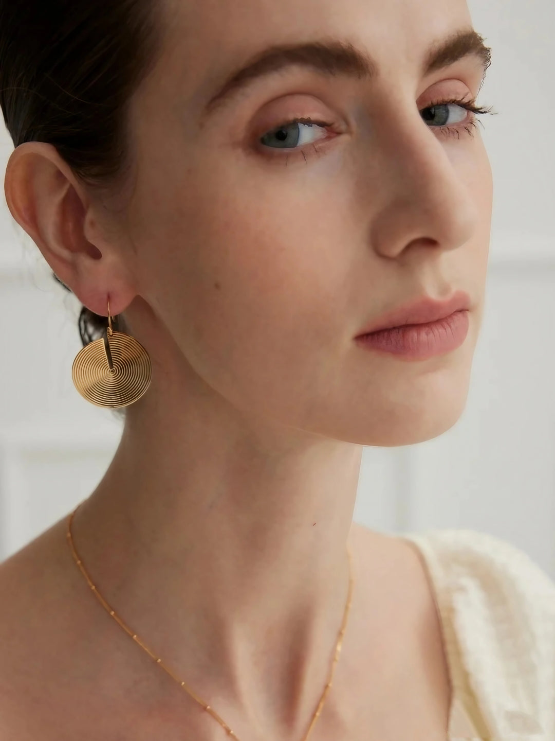 Spiral Disc Drop Earrings-Earrings-SoulAdorne
