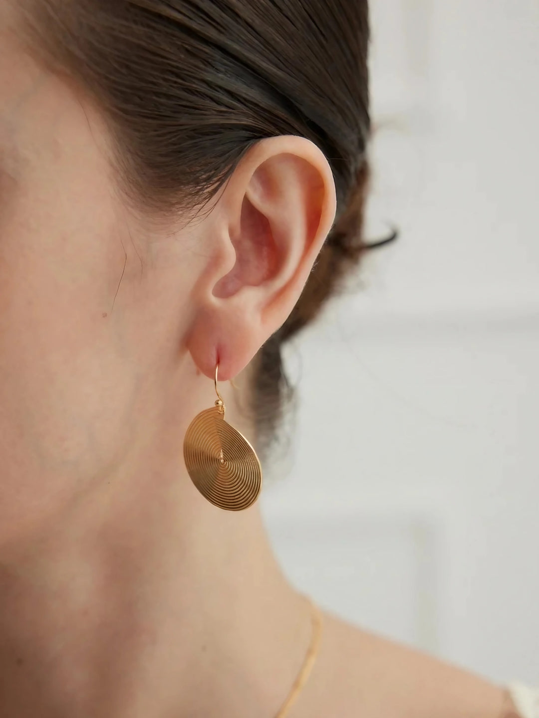Spiral Disc Drop Earrings-Earrings-SoulAdorne