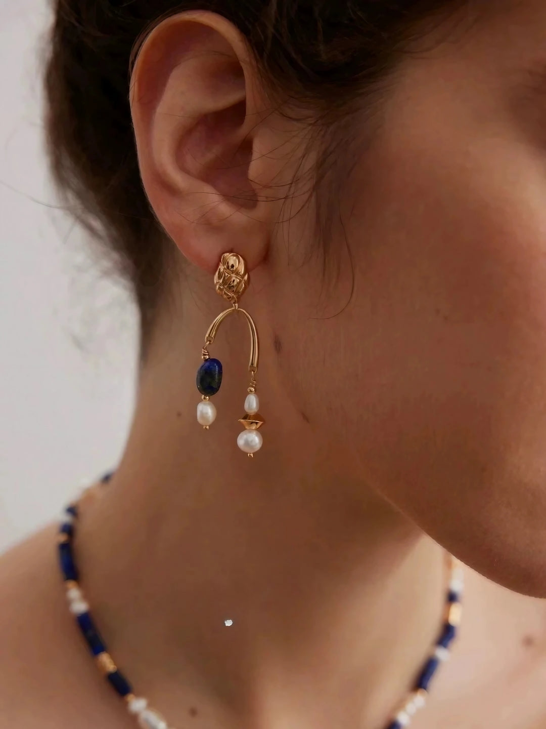 Arc Pearl Drop Earrings-Earrings-SoulAdorne