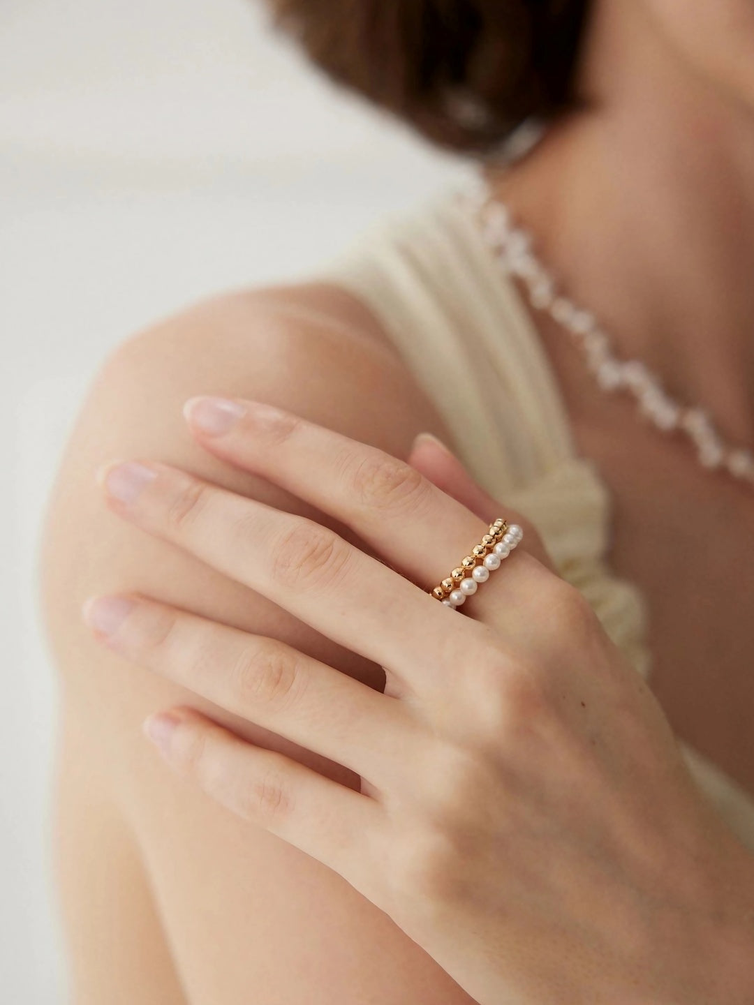 Pearl Orbit Gold Ring-Rings-SoulAdorne