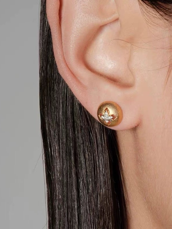Lucky Four-Leaf Flower Stud Earrings
