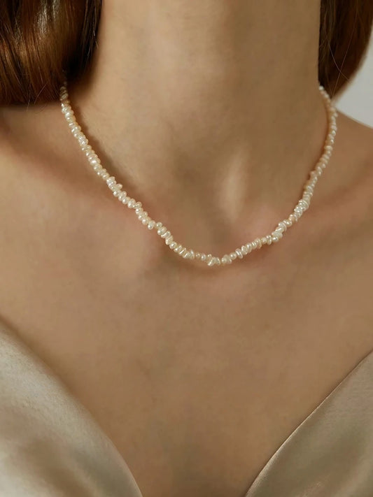 Ivory Luster Baroque Pearl Necklace-Necklaces-SoulAdorne