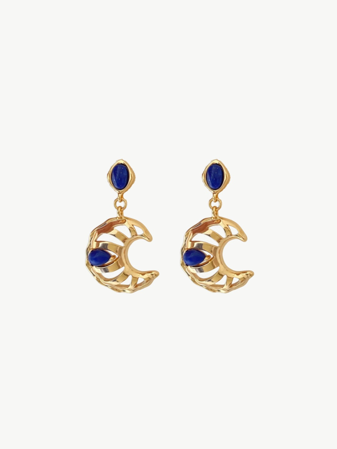 Lazurite Crescent Hoops-Earrings-SoulAdorne