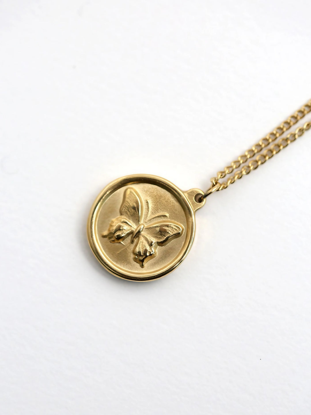 Butterfly Coin Pendant Necklace-Necklaces-SoulAdorne