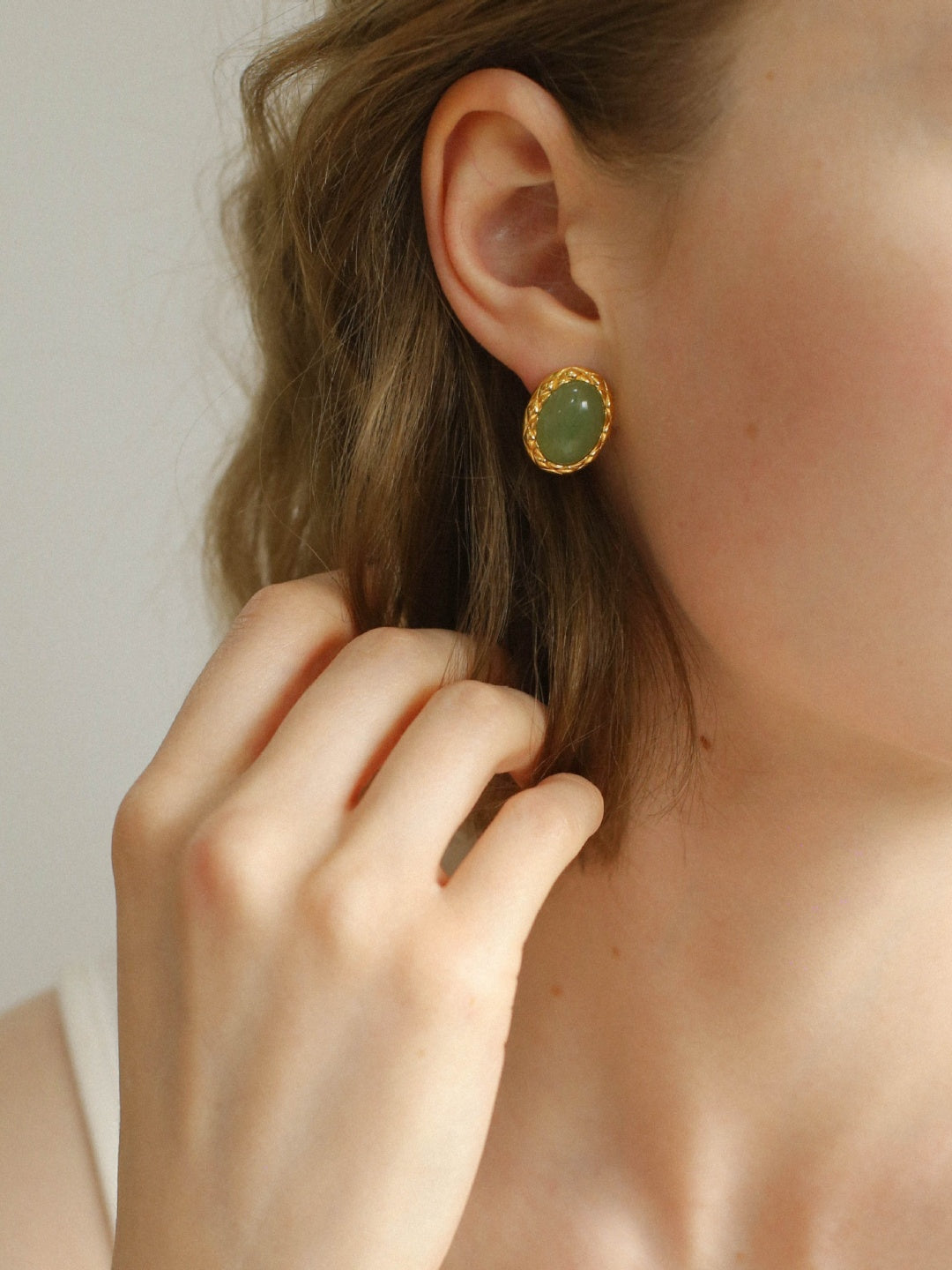 Woven Edge Gem Stud Earrings-Earrings-SoulAdorne