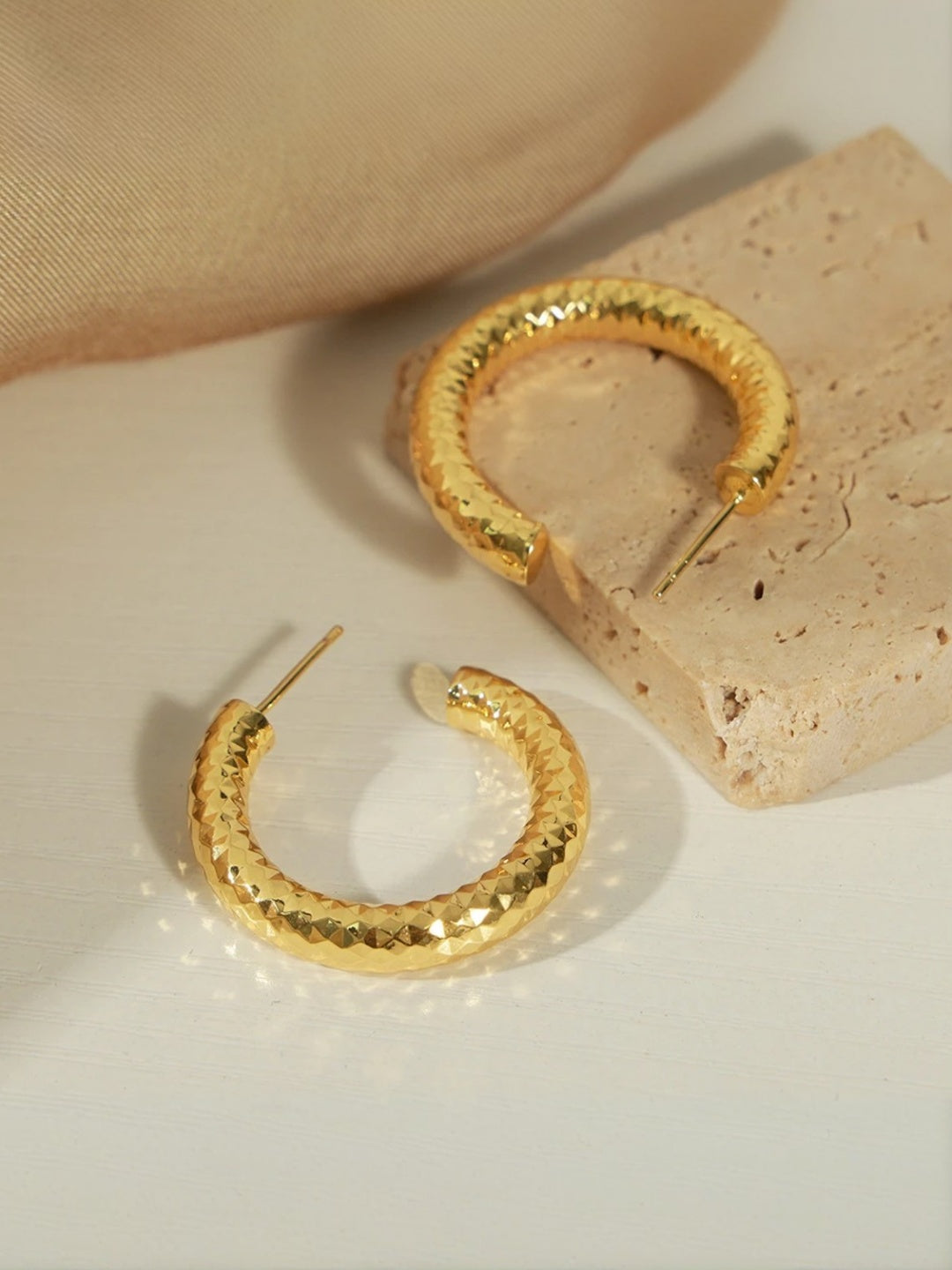 Copper C-Hoop Earrings-Earrings-SoulAdorne