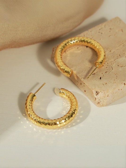 Copper C-Hoop Earrings-Earrings-SoulAdorne