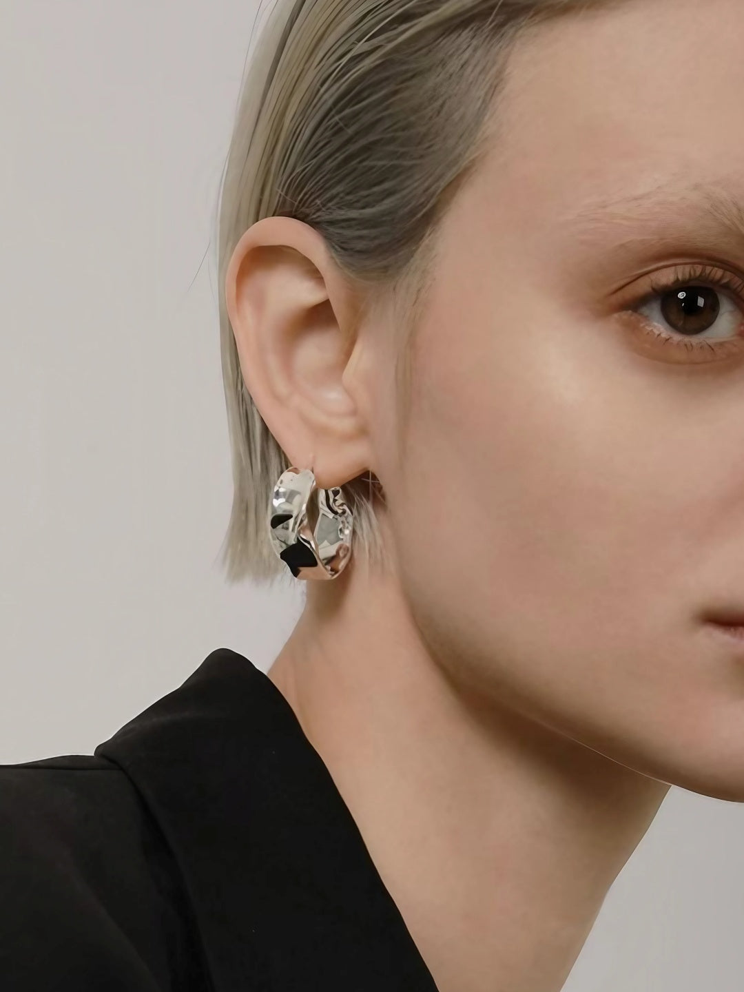 Wave Ripple Hoop Earrings-Earrings-SoulAdorne
