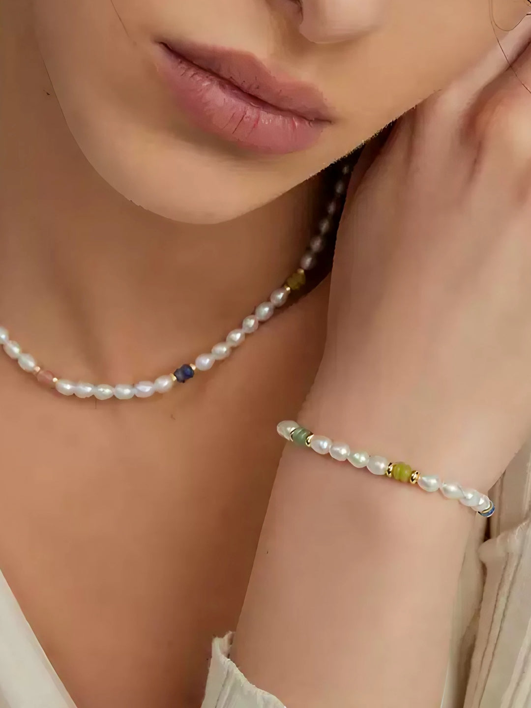 Color-Block Natural Pearl Bracelet-Bracelets-SoulAdorne