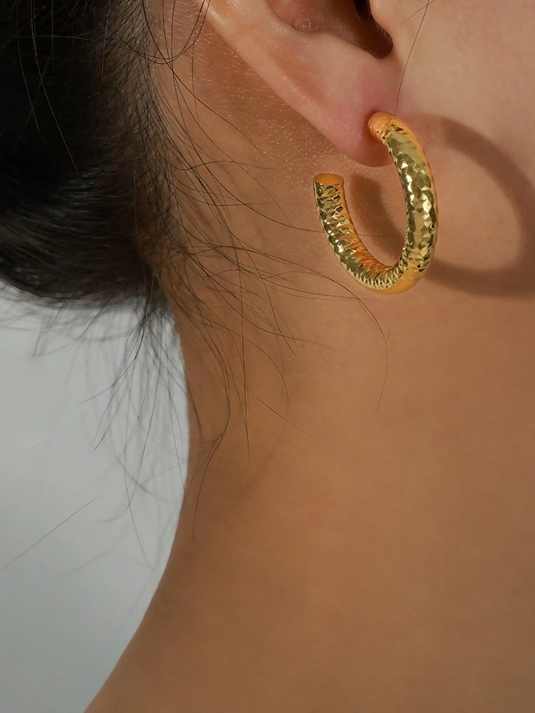 Copper C-Hoop Earrings-Earrings-SoulAdorne