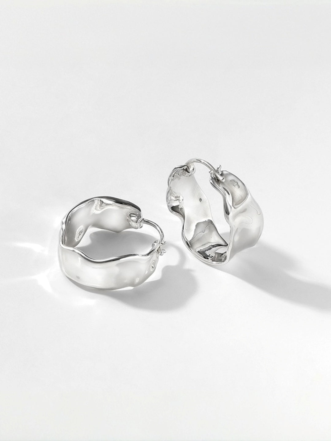 Wave Ripple Hoop Earrings-Earrings-SoulAdorne