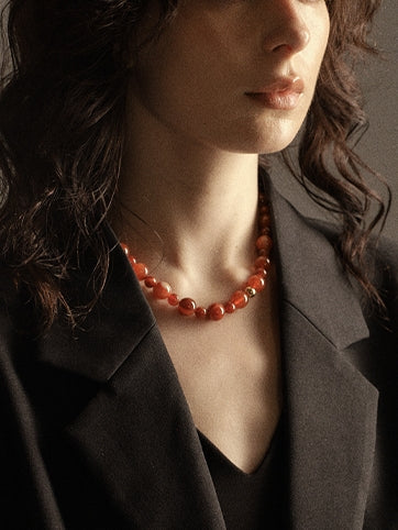 Bold Red Bead Necklace-Necklaces-SoulAdorne
