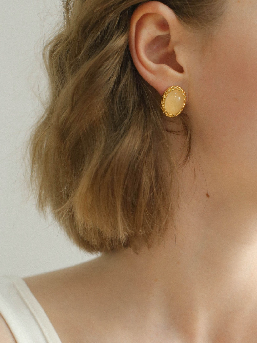 Woven Edge Gem Stud Earrings-Earrings-SoulAdorne