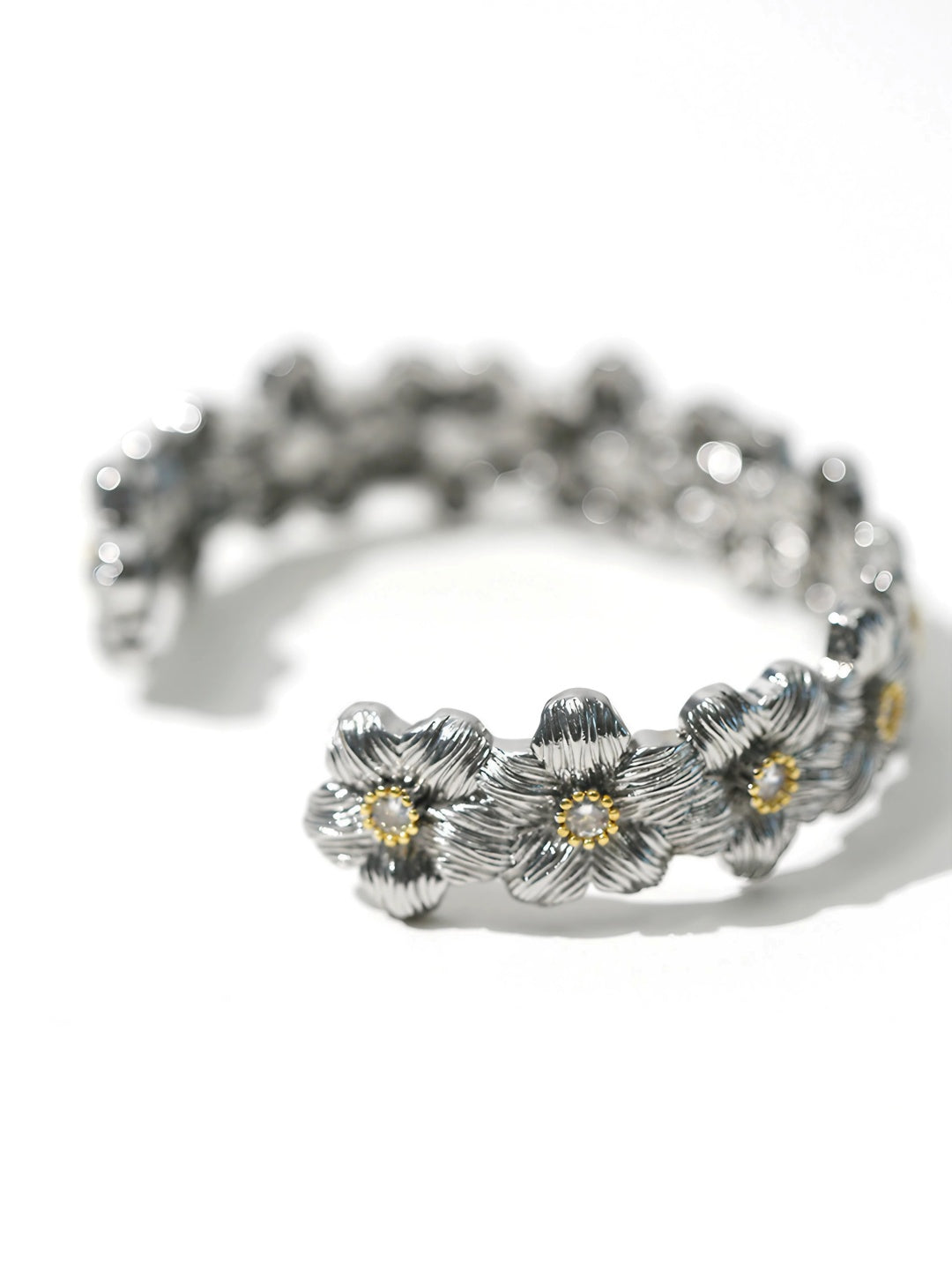 Golden Bloom Cuff Bracelet-Bracelets-SoulAdorne