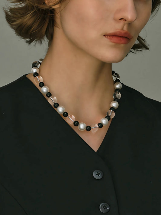 Beaded Crystal Pearl Necklace-Necklaces-SoulAdorne