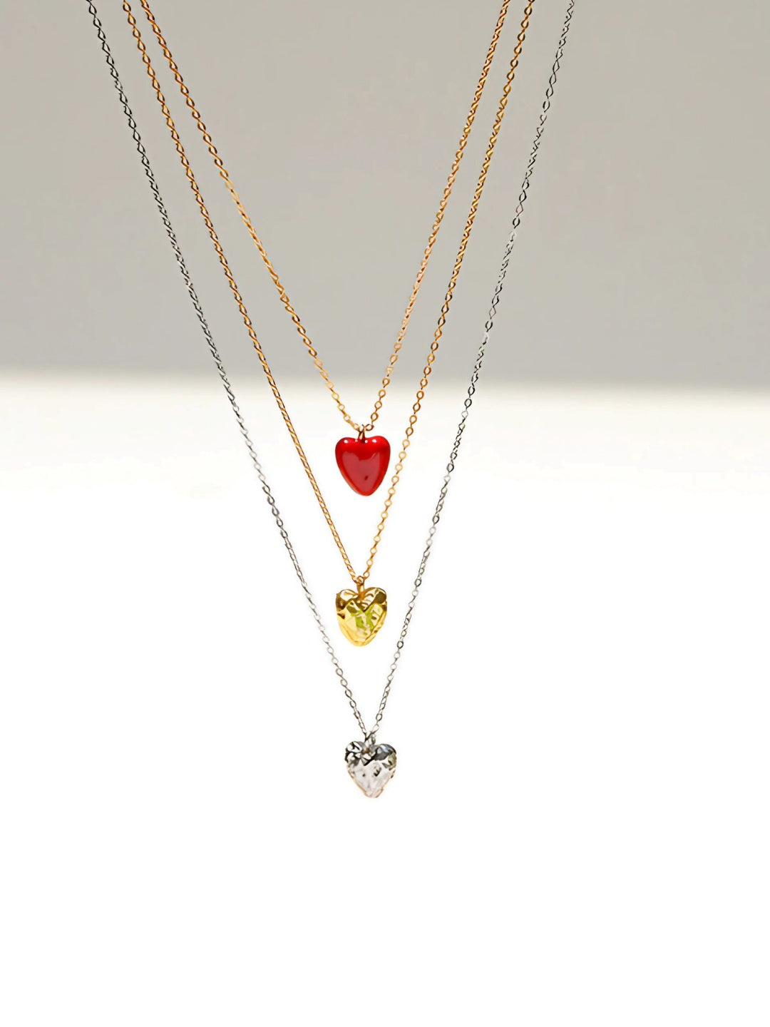 Mini Textured Heart Necklace-Necklaces-SoulAdorne