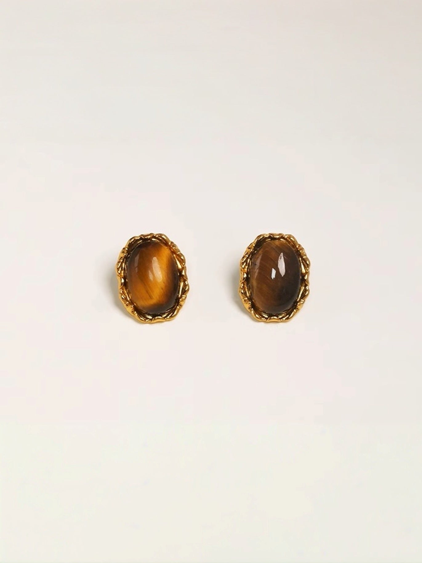 Oval Gem Stud Earrings-Earrings-SoulAdorne