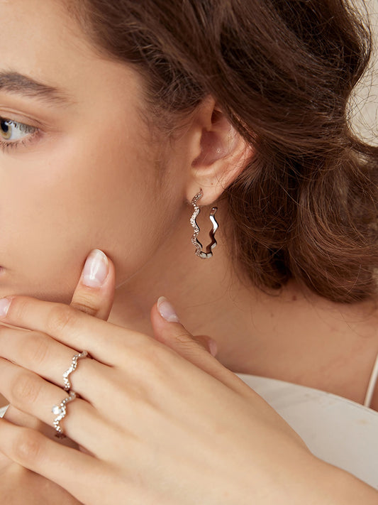 Wave Hoop Earrings-Earrings-SoulAdorne