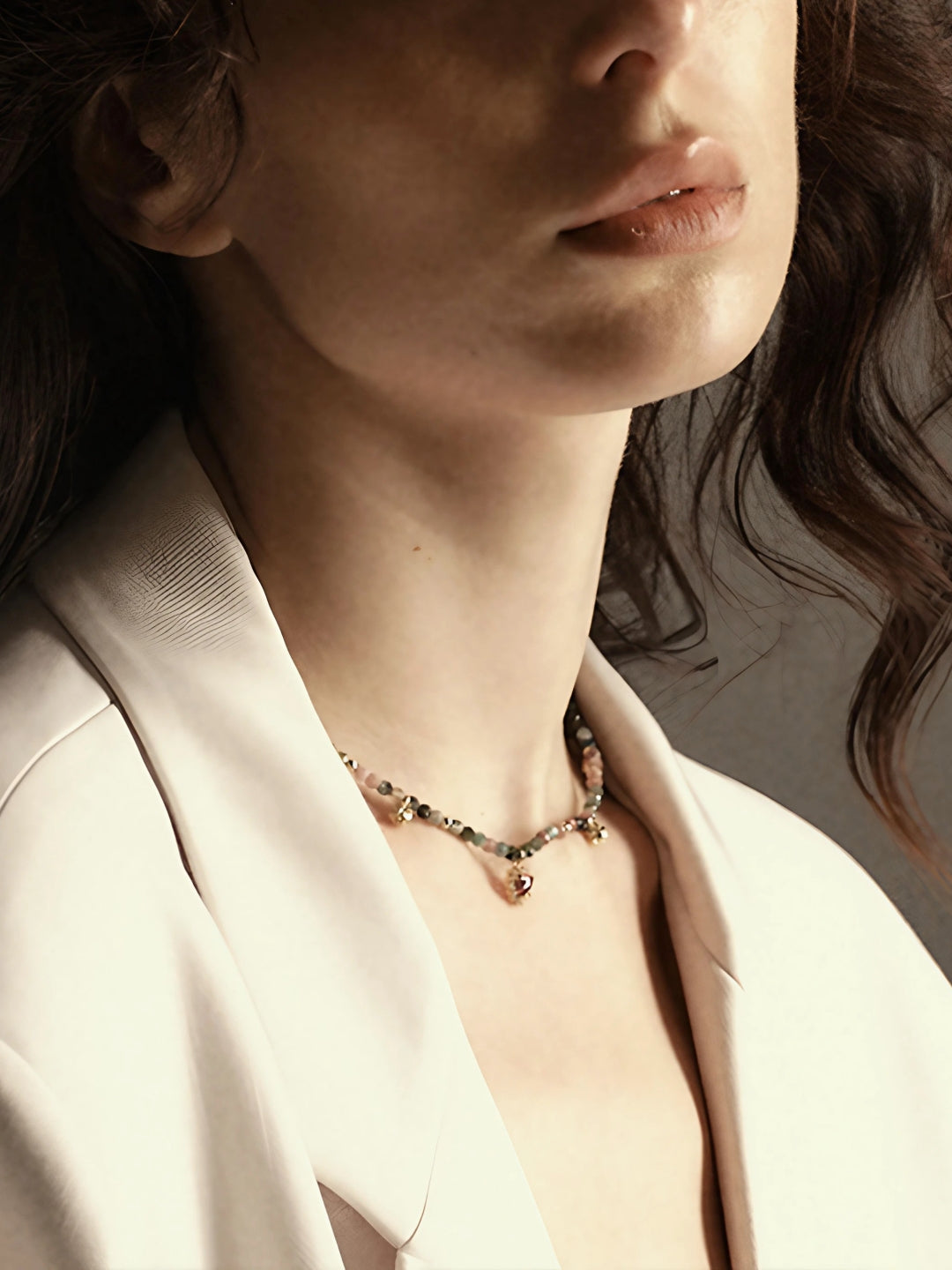 Dainty Gemstone Heart Necklace-Necklaces-SoulAdorne