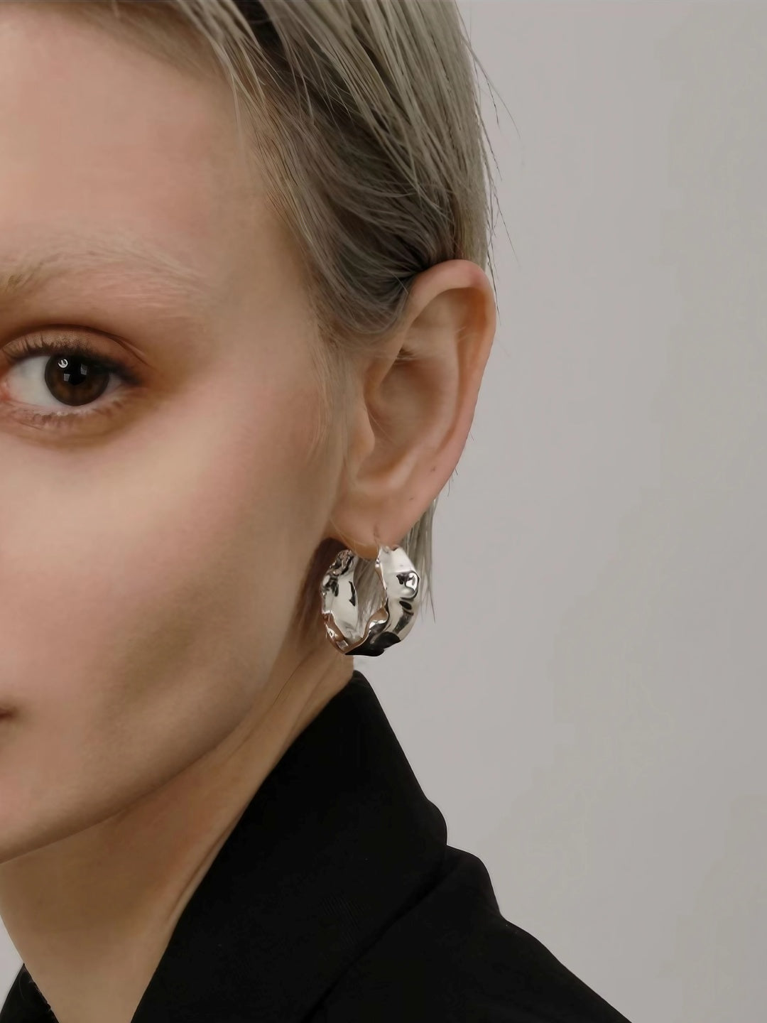 Wave Ripple Hoop Earrings-Earrings-SoulAdorne
