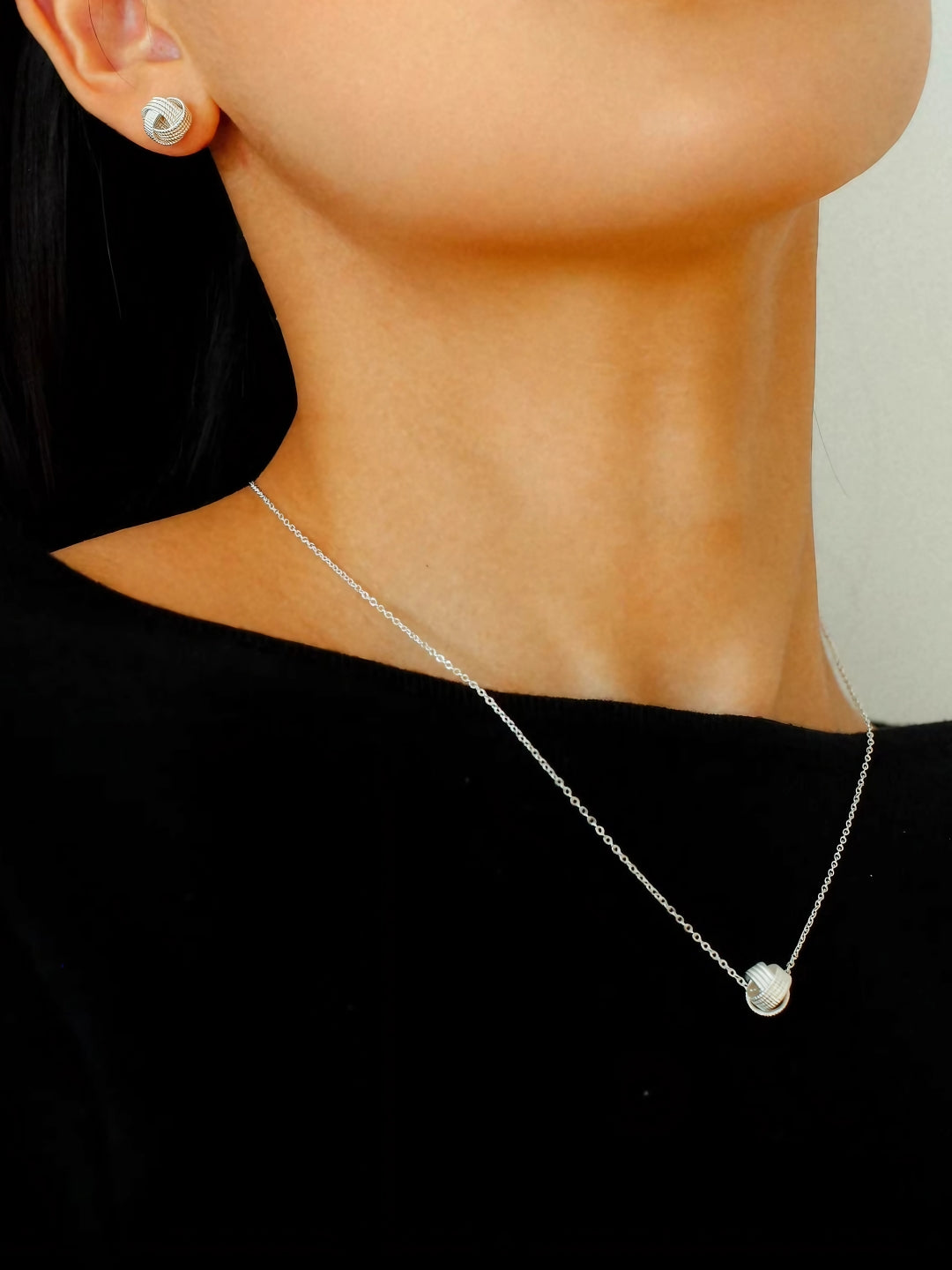 Textured Knot Pendant Necklace-Necklaces-SoulAdorne