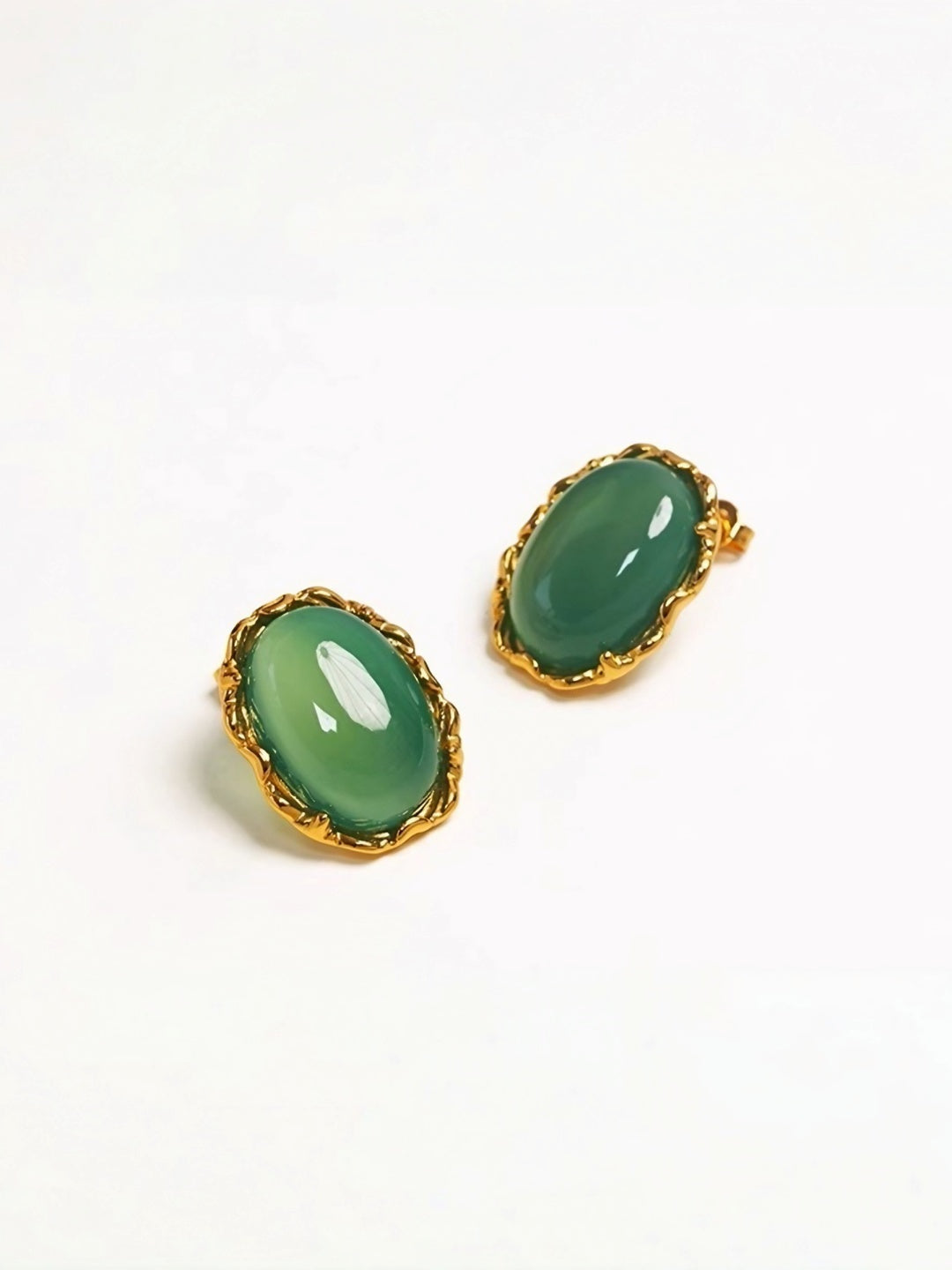 Oval Gem Stud Earrings-Earrings-SoulAdorne