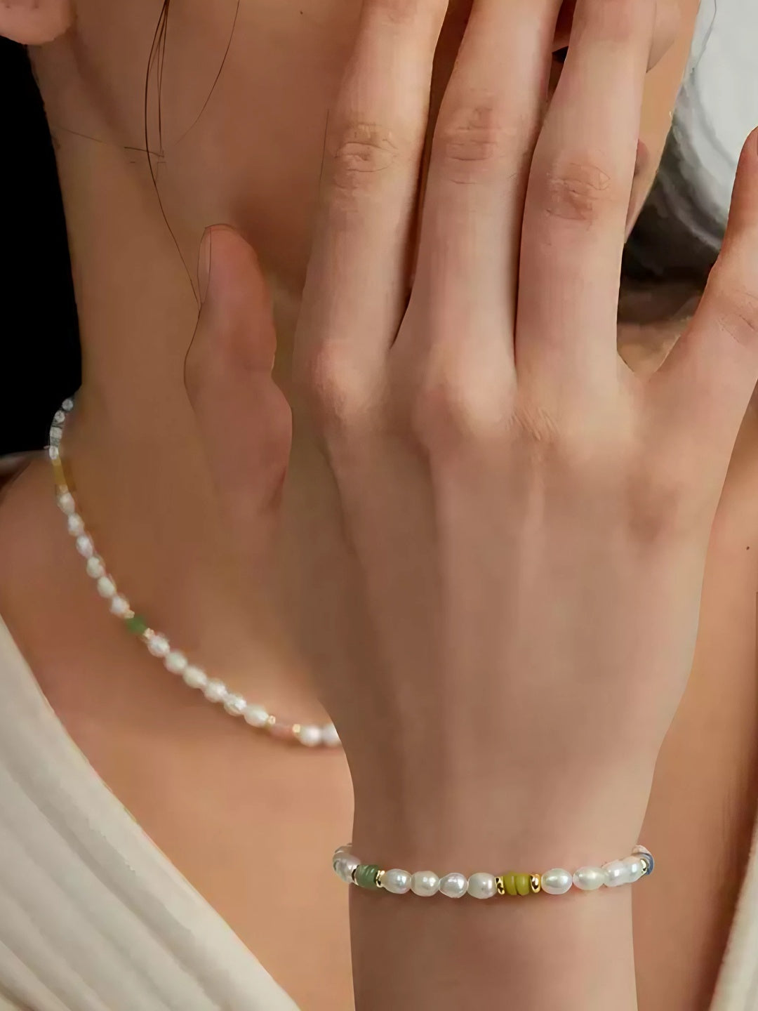 Color-Block Natural Pearl Bracelet-Bracelets-SoulAdorne