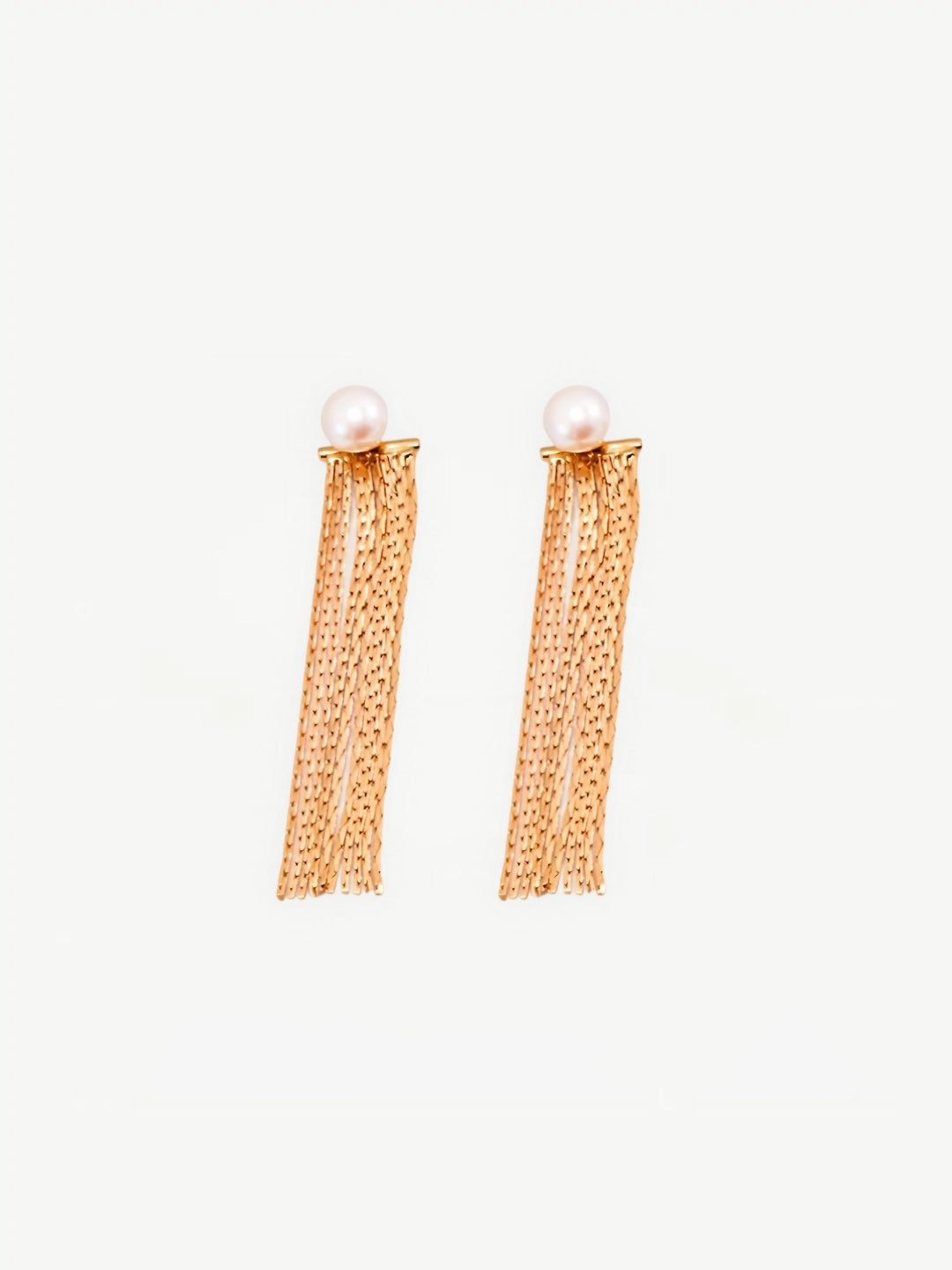 Pearl Tassel Gleam Earrings-Earrings-SoulAdorne