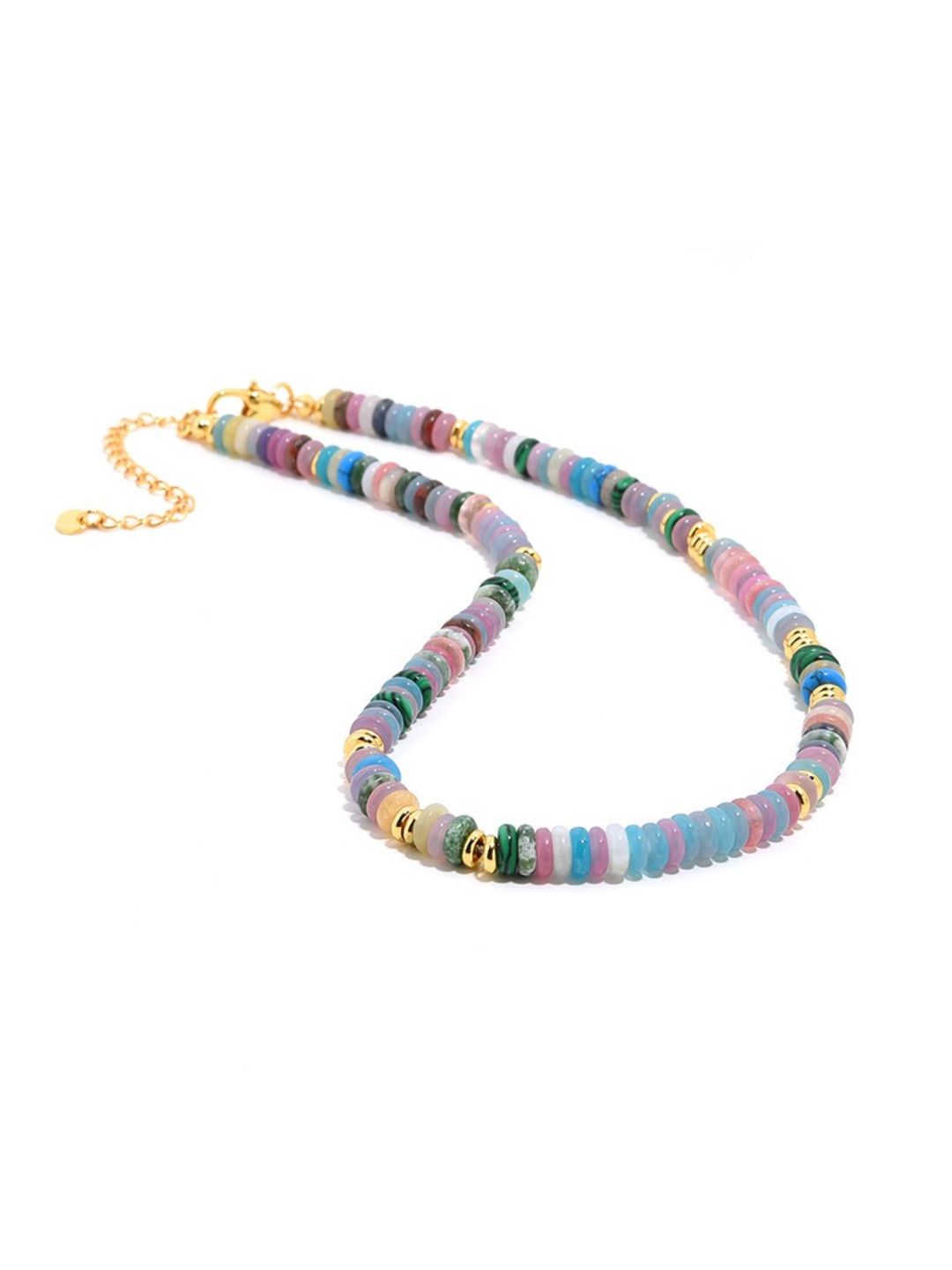 Natural Gemstone Disc Necklace-Necklaces-SoulAdorne