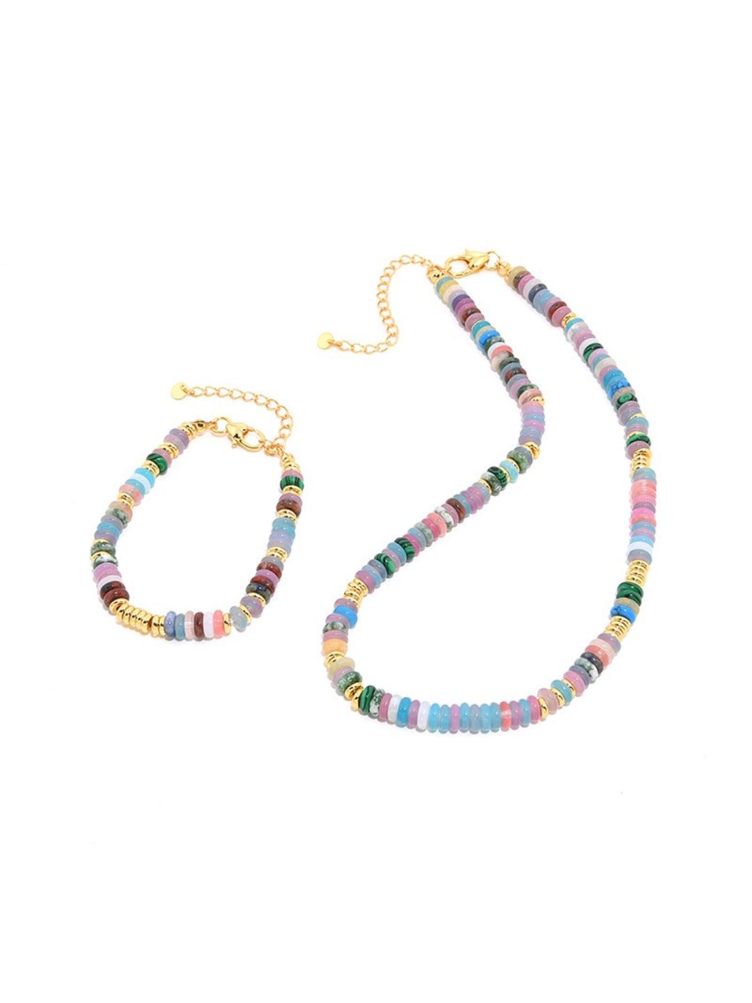 Natural Gemstone Disc Necklace-Necklaces-SoulAdorne