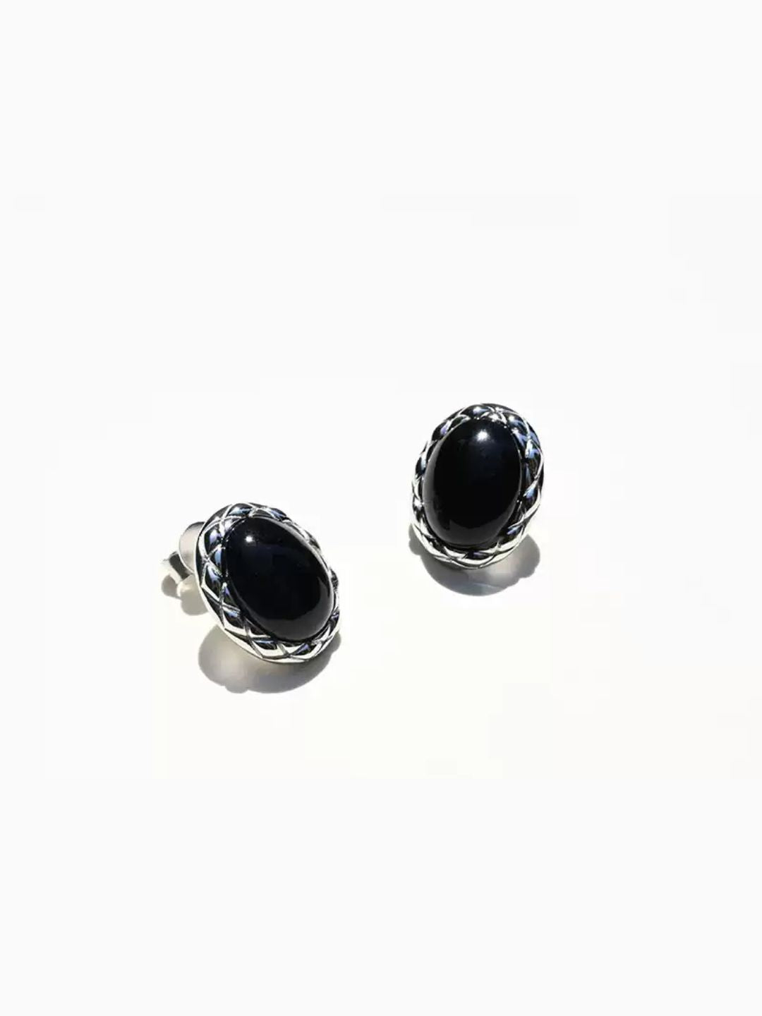 Woven Edge Gem Stud Earrings-Earrings-SoulAdorne