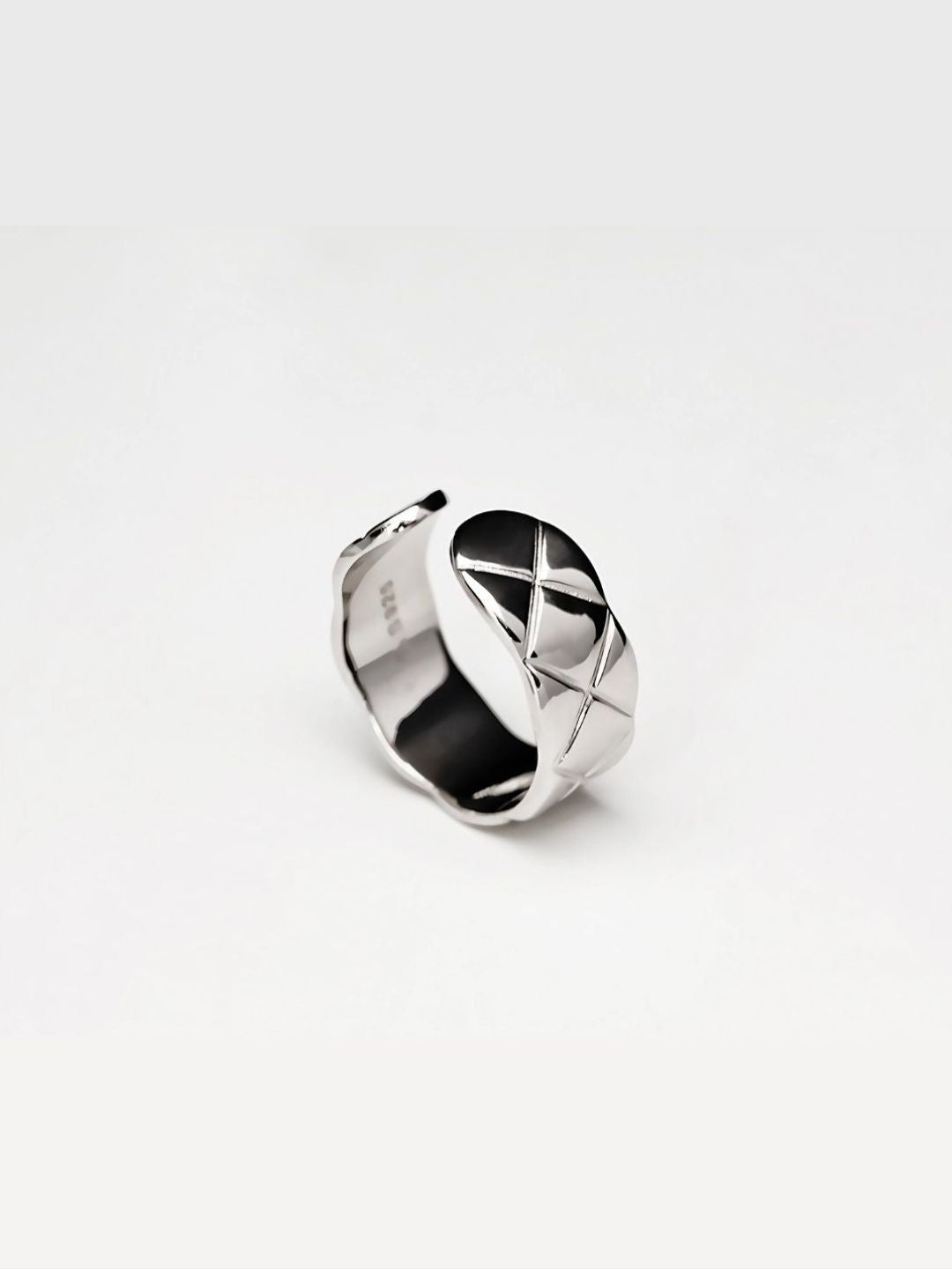 925 Silver Diamond-Pattern Ring-Rings-SoulAdorne