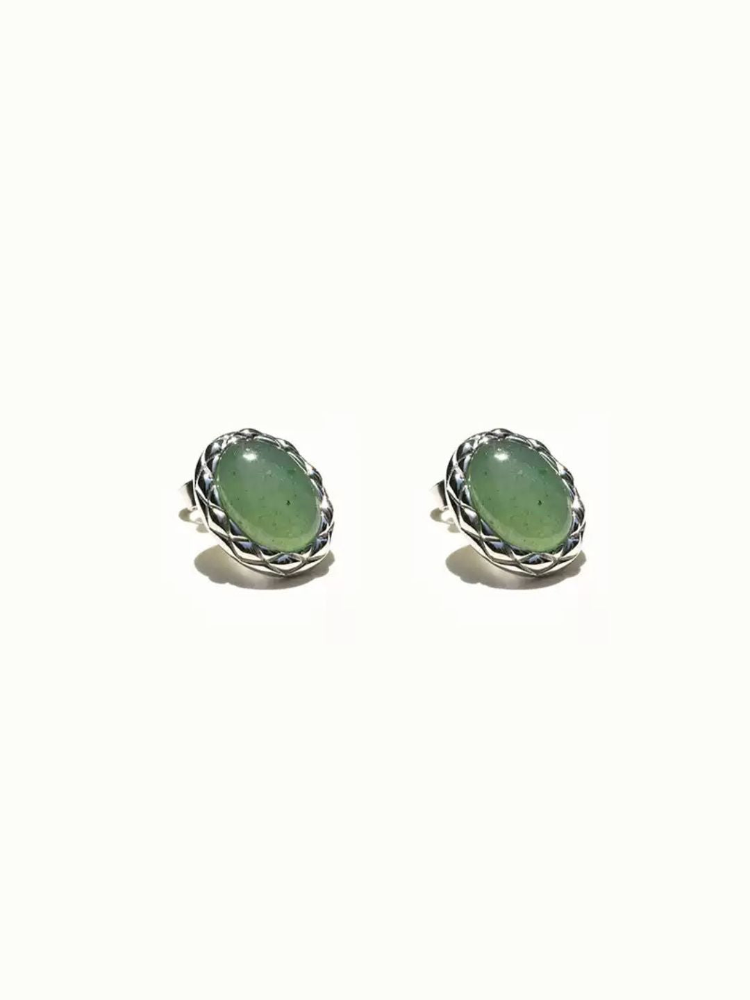 Woven Edge Gem Stud Earrings-Earrings-SoulAdorne