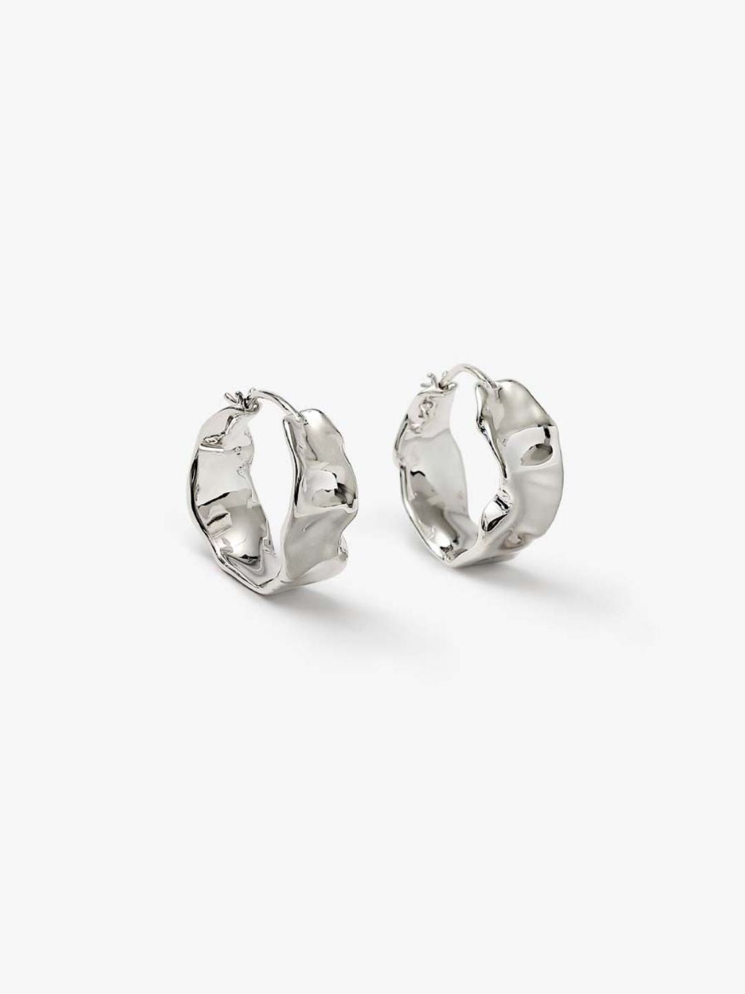 Wave Ripple Hoop Earrings-Earrings-SoulAdorne