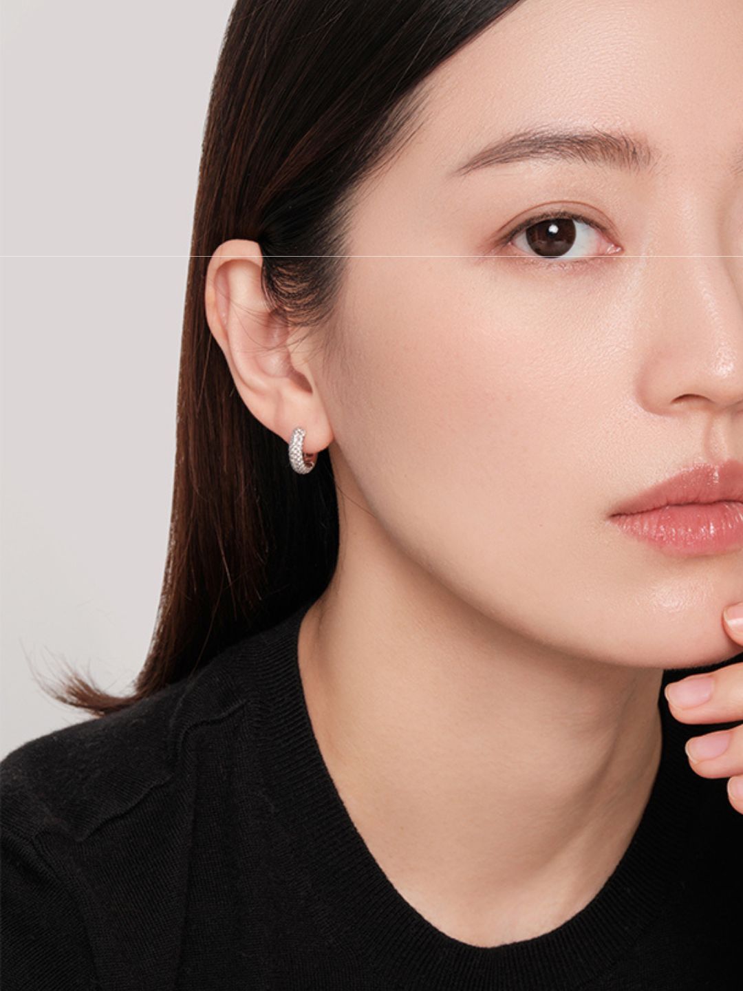 Crystal-Studded Hoop Earrings-Earrings-SoulAdorne
