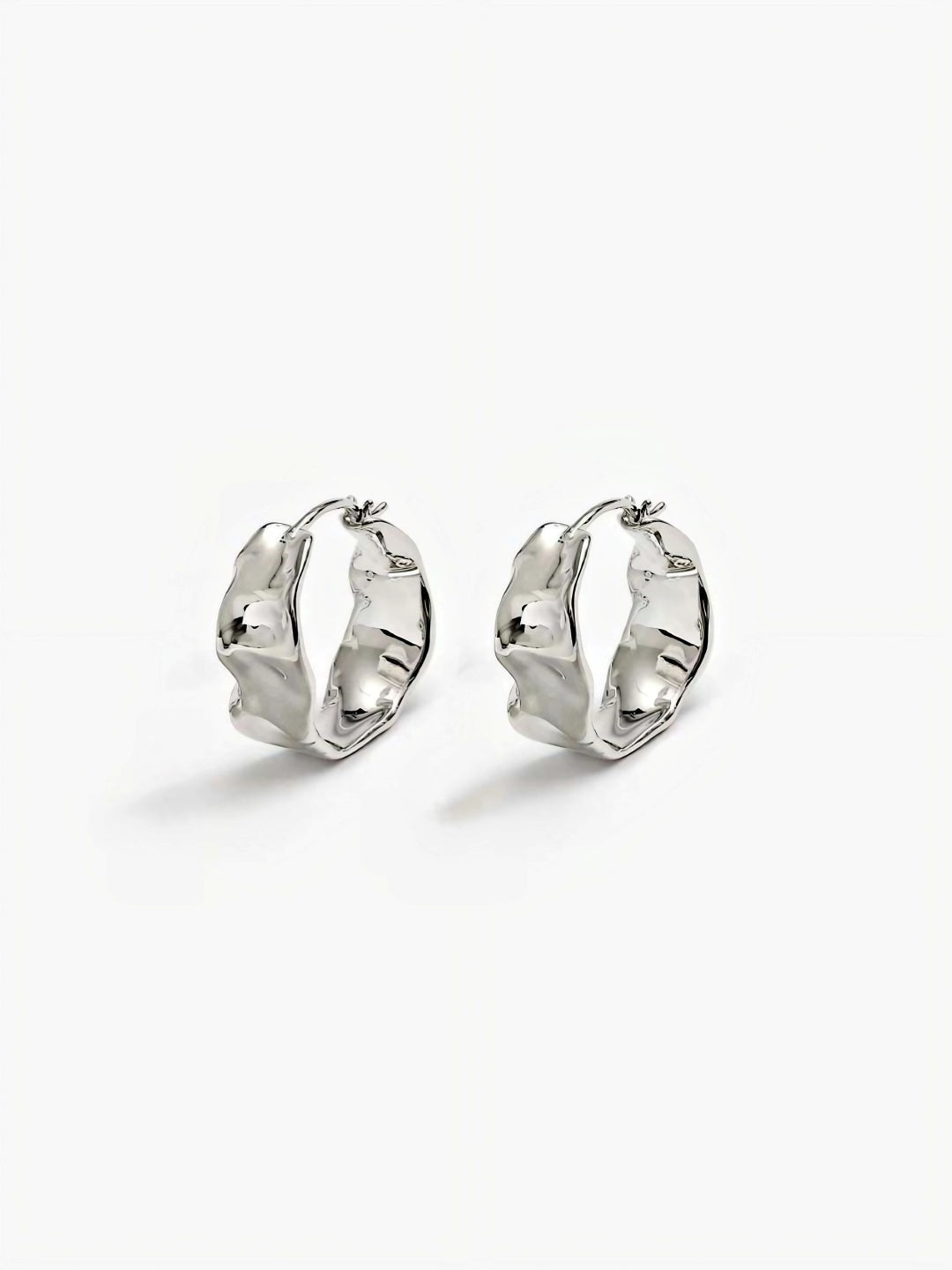 Wave Ripple Hoop Earrings-Earrings-SoulAdorne